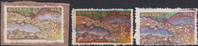 Nigeria 1990&#39;s 50n Rock Bridge Postal Forgeries - Three Types