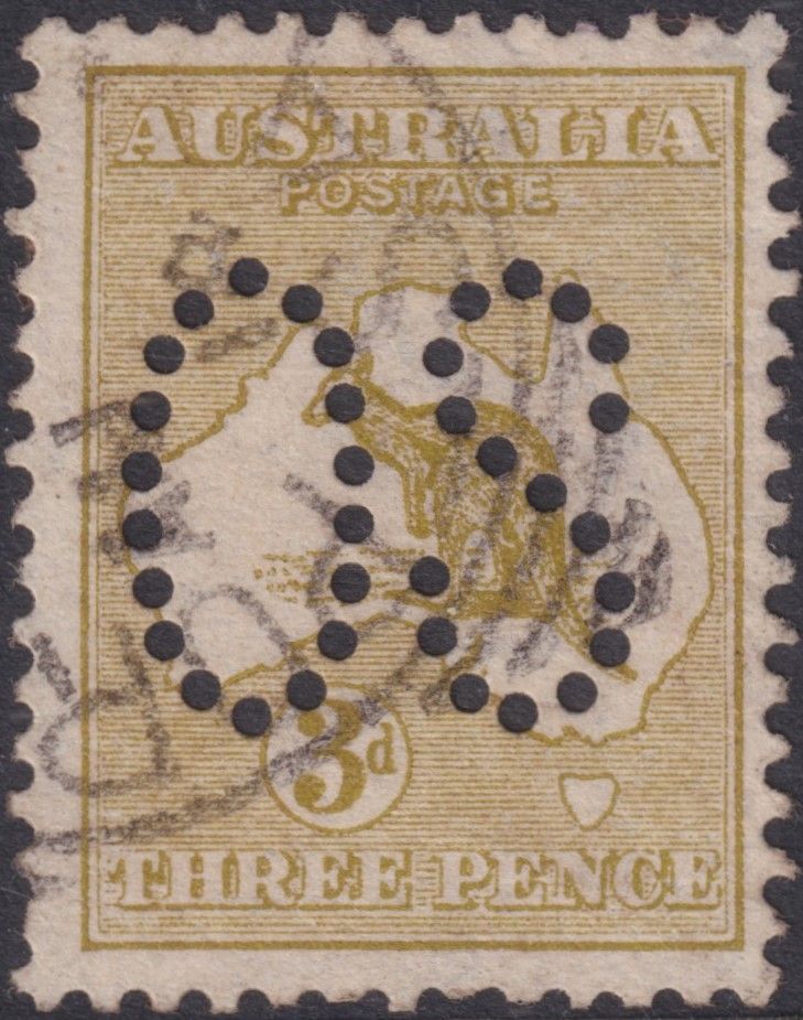 Australia 1913 3d Kangaroo Die I perf Large OS