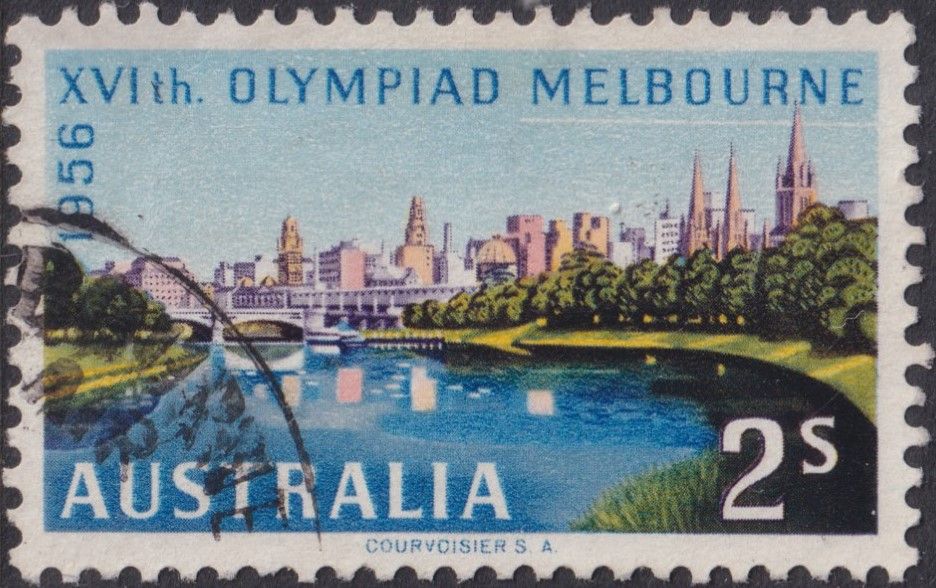 Australia 1956 2/- Olympic Games with White Line in Sky