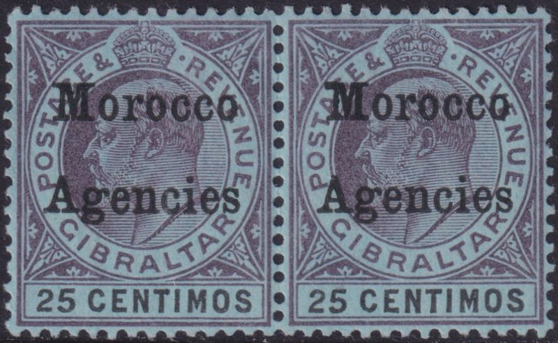 Morocco Agencies 1903 25c Purple and Black/Blue with Broad Top to M