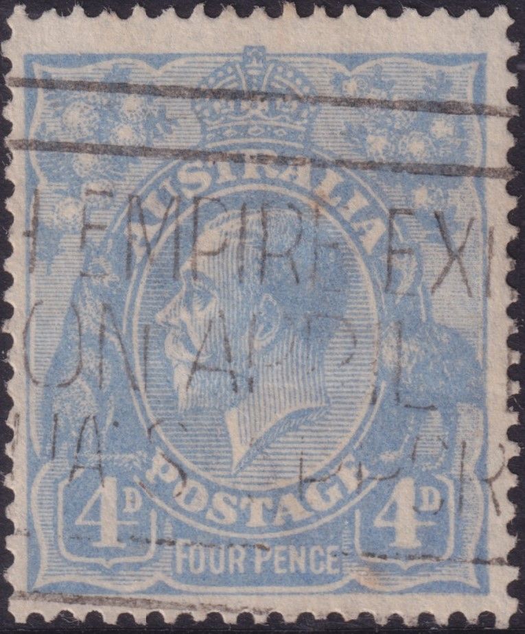 Australia 1922 4d Pale Milky Blue with Thick 4 at Right