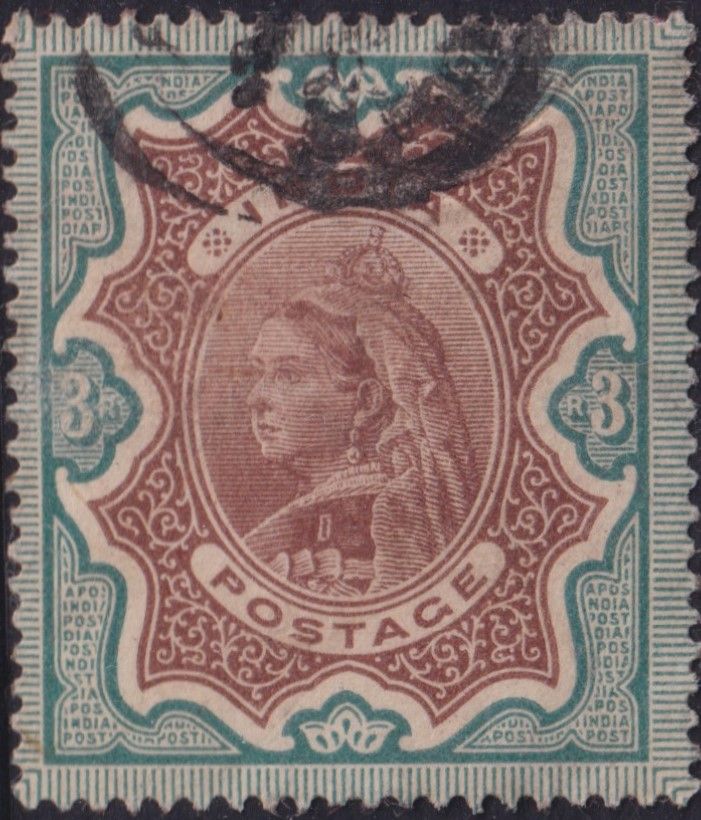 India 1895 3r Brown and Green