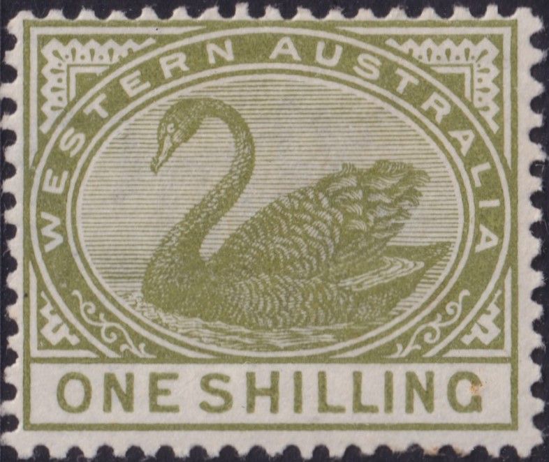 Western Australia 1890 1/- Pale Olive Green