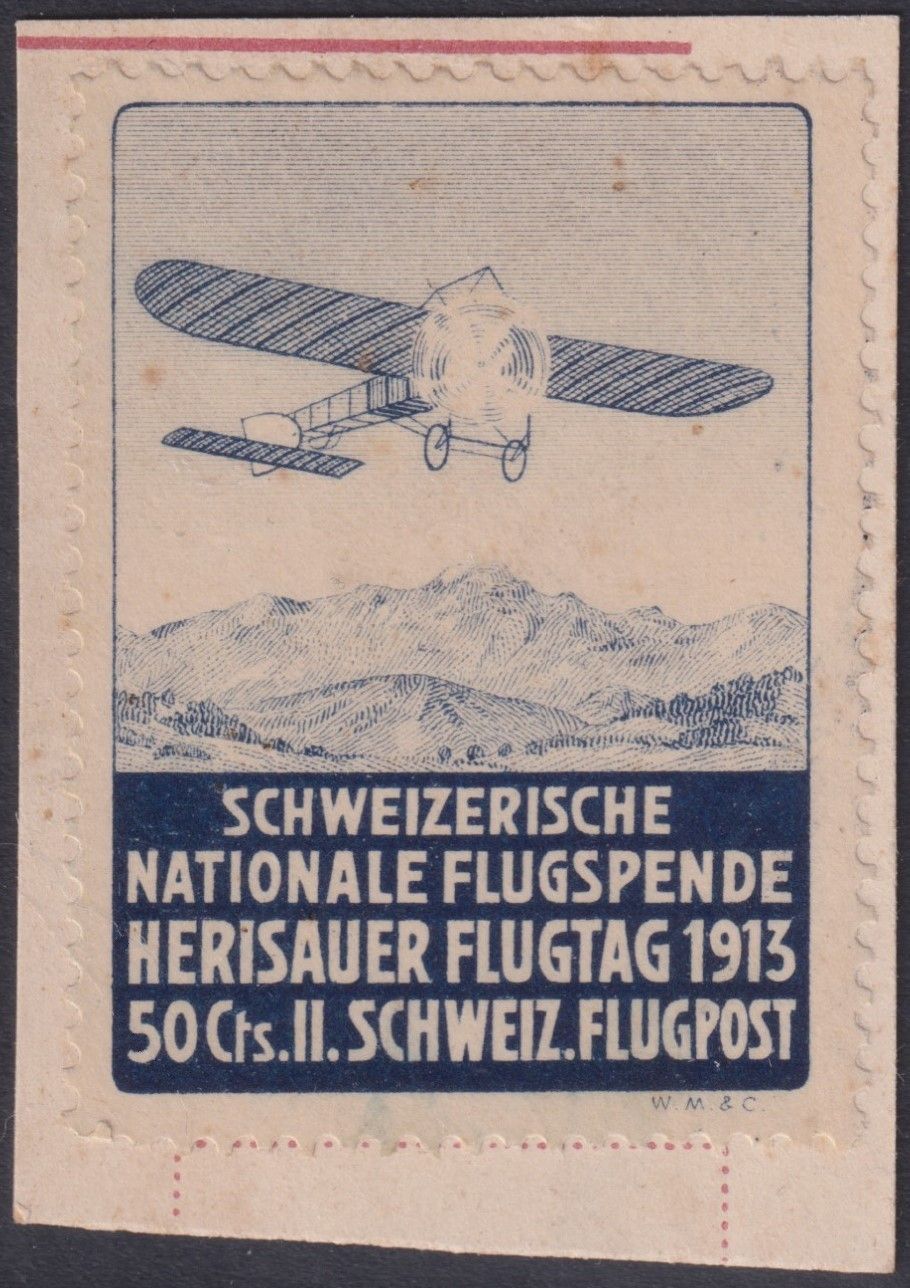 Switzerland 1913 50c Airmail Forerunner on Piece