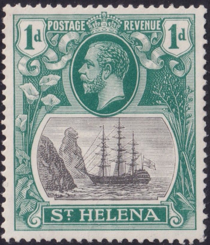 St Helena 1922 1d Grey and Green with Cleft Rock