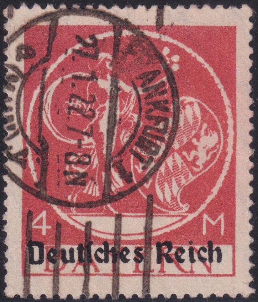 Germany 1920 4m Red Overprint on Bavaria