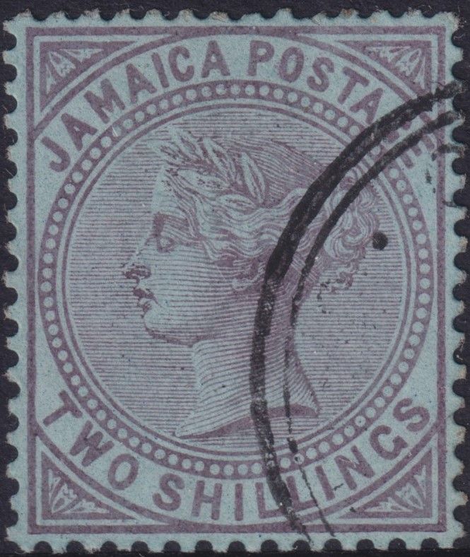 Jamaica 1910 2/- Purple on Blue