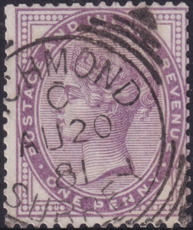 GB 1881 1d Lilac 14 Dots with Dated Cancel