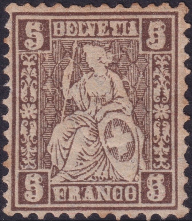 Switzerland 1881 5c Brown with Frame Printed Twice One Inverted