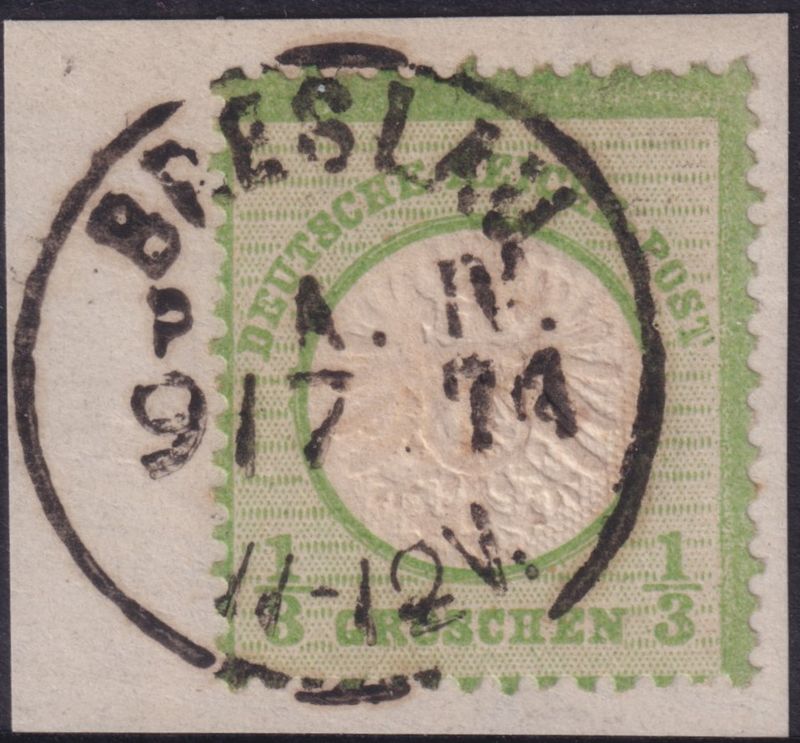 Germany 1872 ⅓g Yellowish Green Arms on Dated Piece
