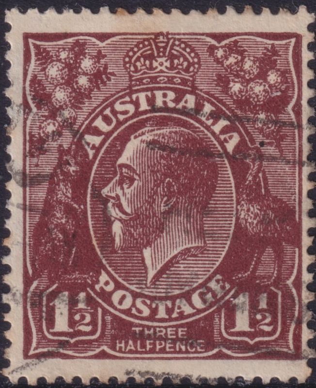 Australia 1920 1½d Brown with No Top to Crown
