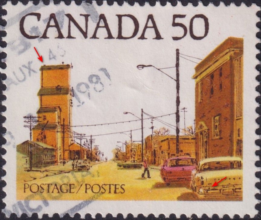 Canada 1977 50c Prairie Town Street with Cat on Roof and Dented Bumper