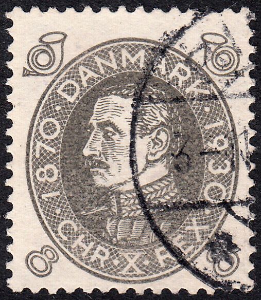 Denmark 1930 8ore Grey King Christian X 60th Birthday