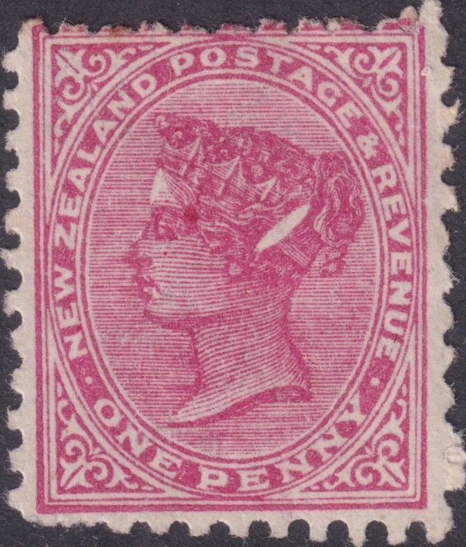 New Zealand 1895 1d Rose with Ellipse Flaw