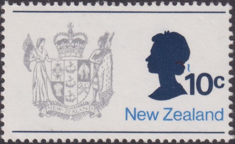 New Zealand 1970 10c QEII and Arms with Misplaced Red