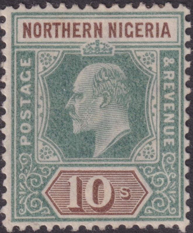Northern Nigeria 1902 10/- Green and Brown