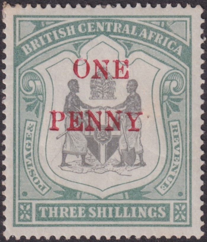 BCA 1897 1d on 3/- Black and Sea Green