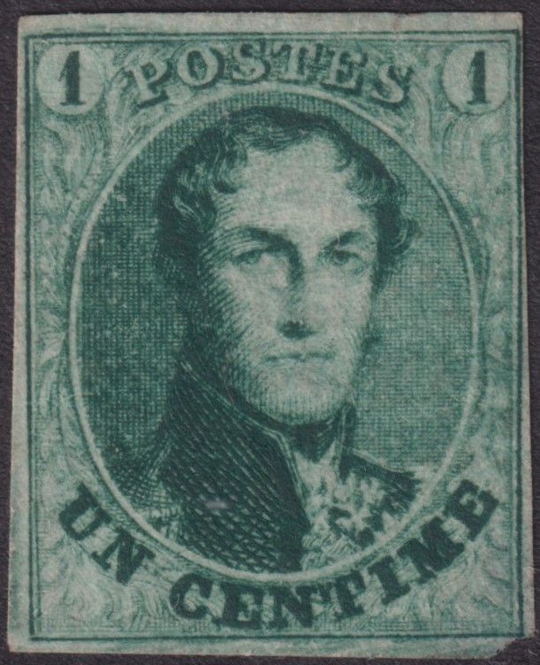 Belgium 1861 1c Green &quot;Epaulettes&quot; Four Margins