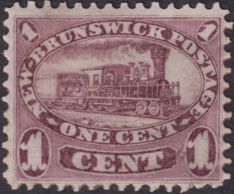 New Brunswick 1850 1c Brown-Purple Locomotive