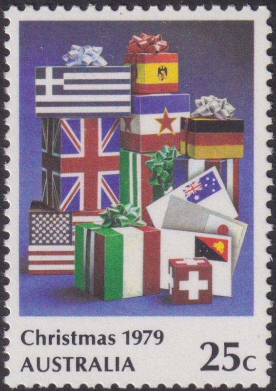 Australia 1979 25c Christmas with Blue Line on Flag Variety