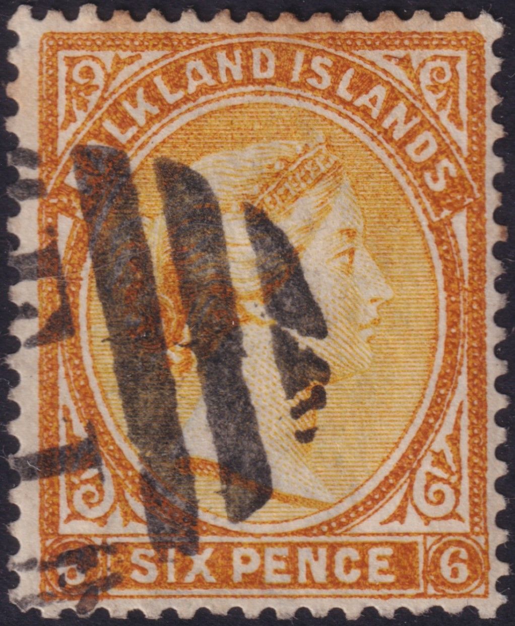 Falkland Islands 1891 6d Orange-Yellow