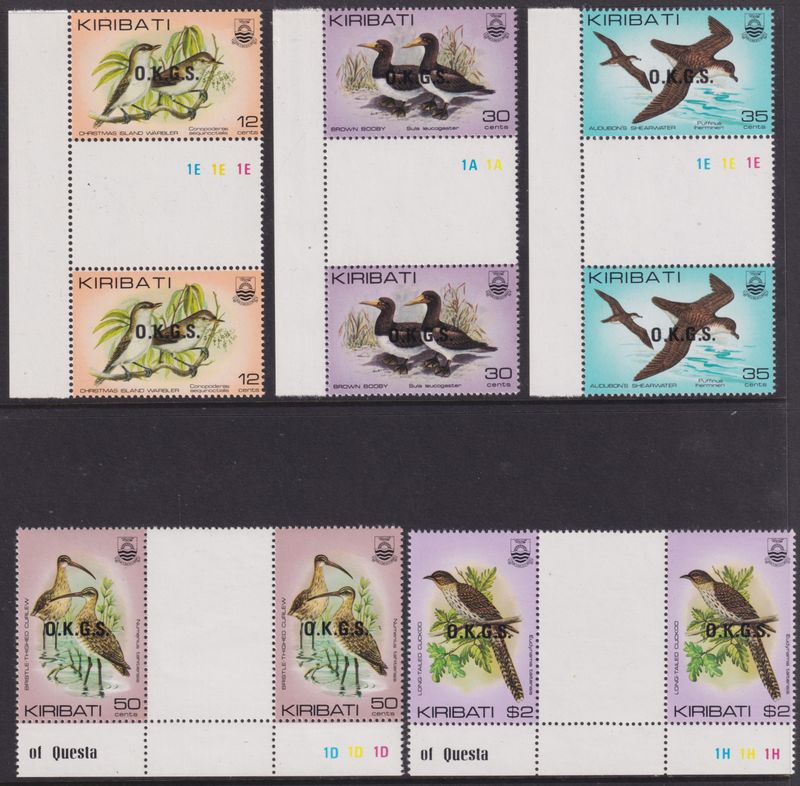 Kiribati 1983 Birds Overprinted OKGS Gutter Pairs