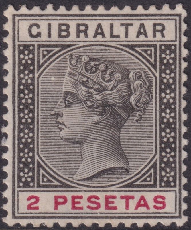 Gibraltar 1896 2p Black and Carmine