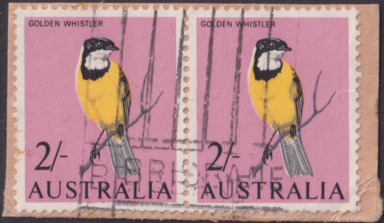 Australia 1965 2/- Golden Whistler Pair with Broken Branch