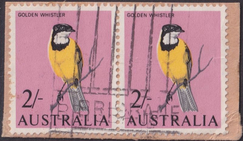 Australia 1965 2/- Golden Whistler Pair with Broken Branch