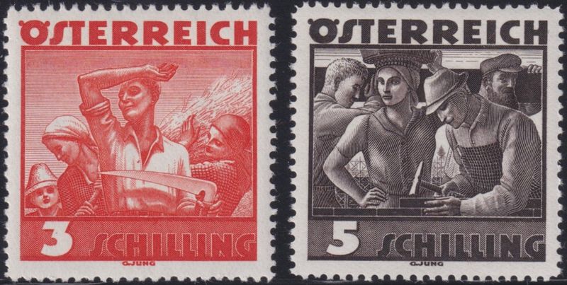 Austria 1934 3s Orange and 5s Black