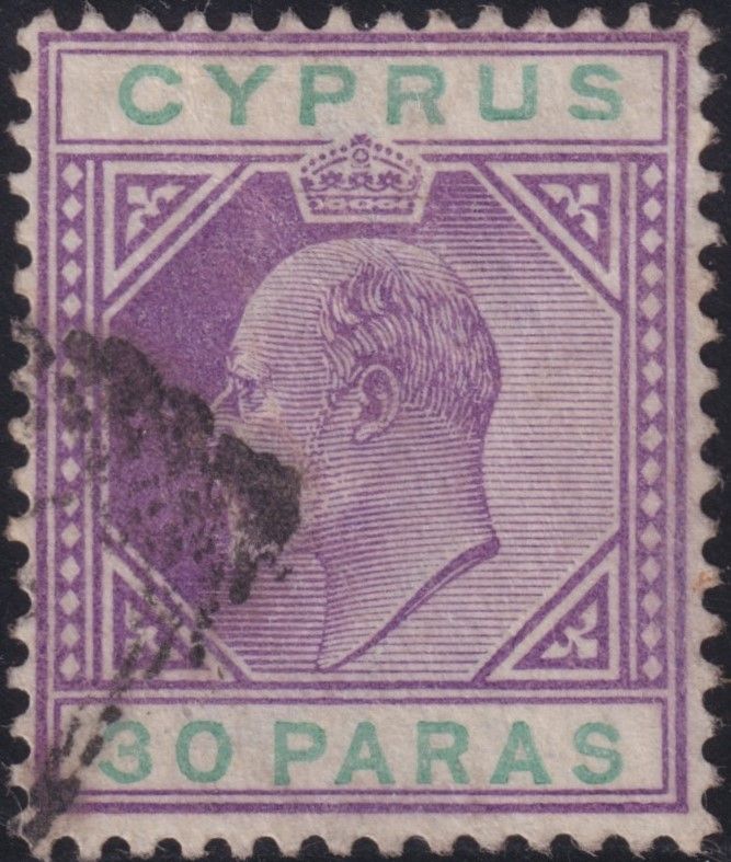 Cyprus 1903 30pa Violet and Green with Damaged US Variety