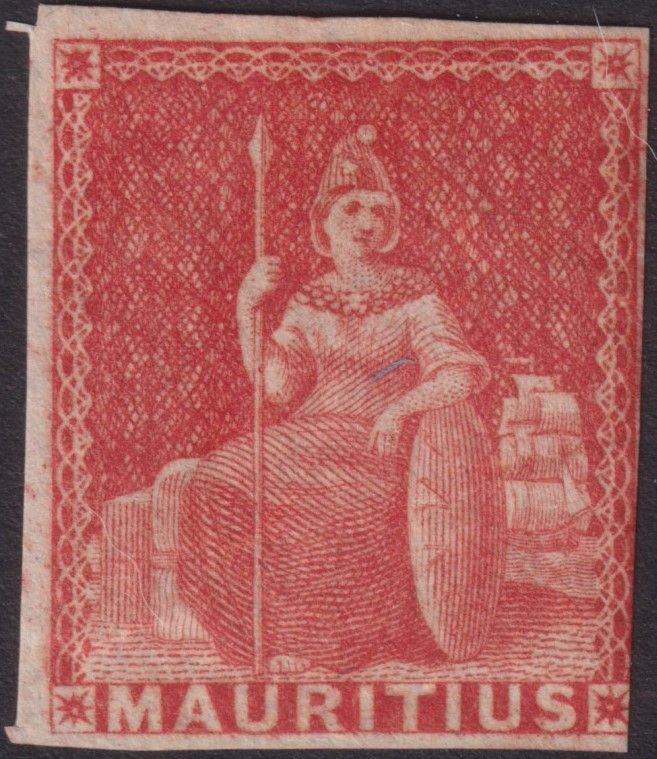 Mauritius 1858 No Value Red Brown