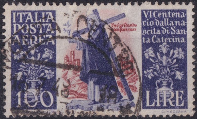 Italy 1948 100l 600th Birth Anniversary of St Catherine of Sienna