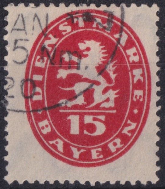 Bavaria 1920 15pf Red Official