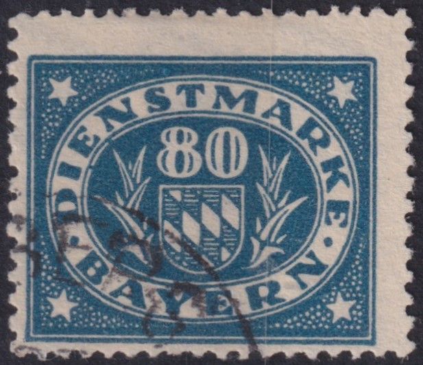 Bavaria 1920 80pf Blue Official