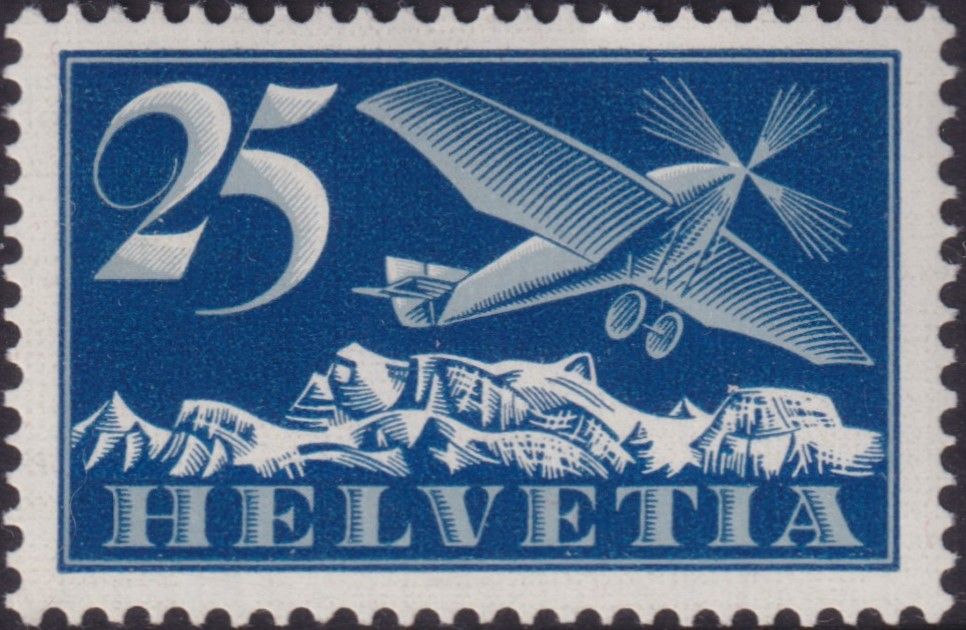 Switzerland 1923 25c Grey and Blue Airmail