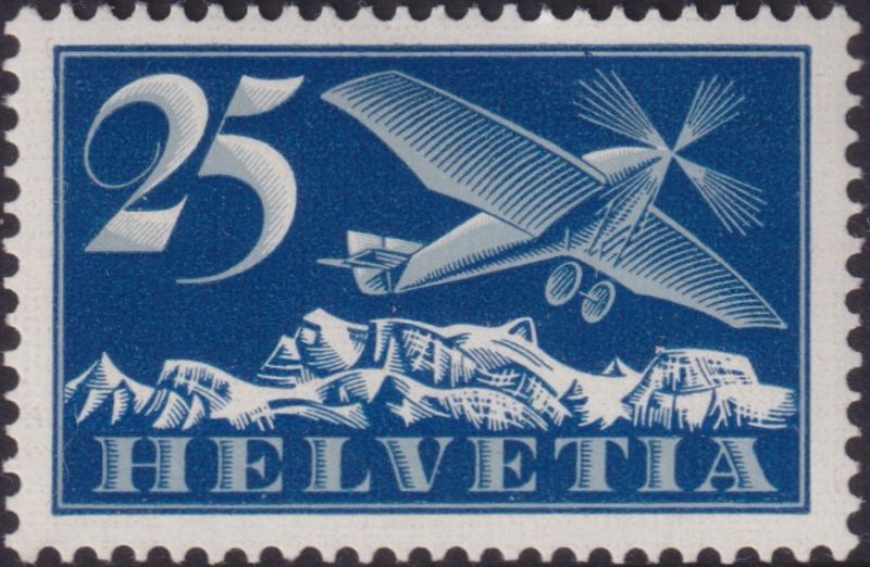 Switzerland 1923 25c Grey and Blue Airmail