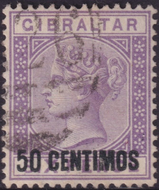 Gibraltar 1889 50c on 6d Bright Lilac