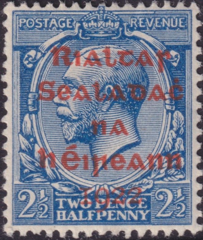 Ireland 1922 2½d Bright Blue Dollard Overprint in Red