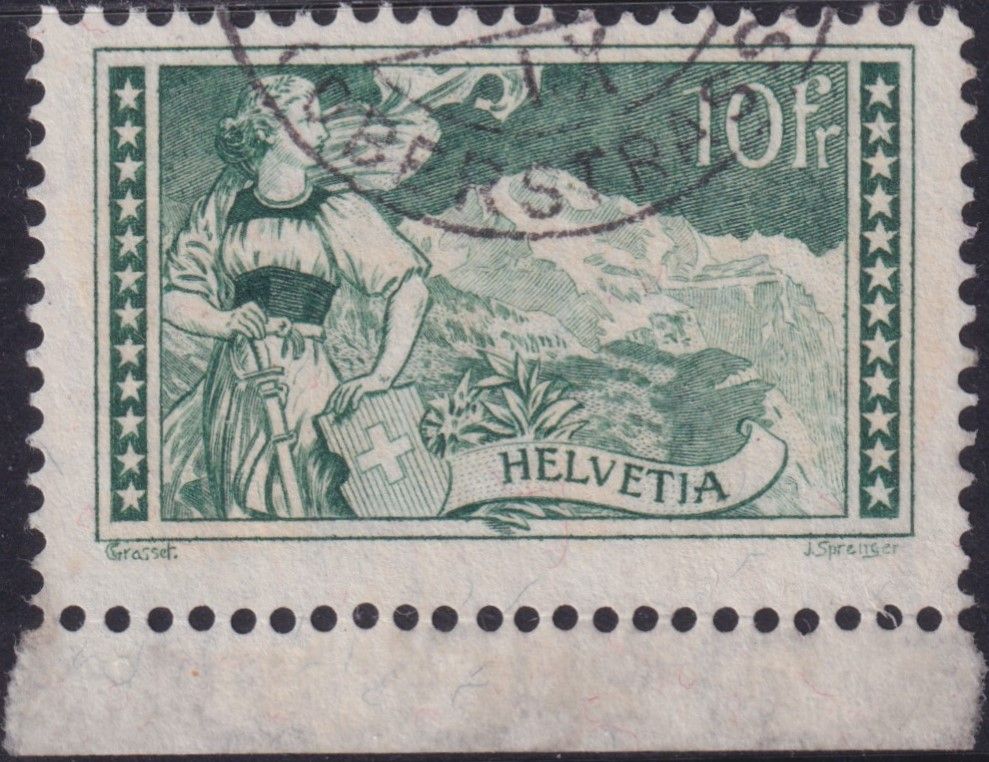 Switzerland 1914 10f Green Jungfrau and Girl