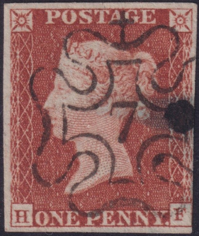 GB 1841 1d Red with 7 in Maltese Cross