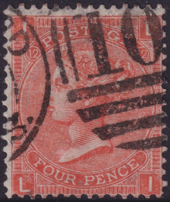 GB 1865 4d Vermilion Plate 12