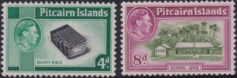 Pitcairn Islands 1951 4d and 8d Additional Values