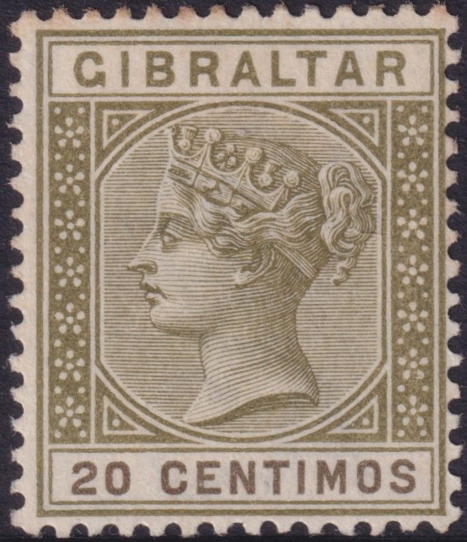 Gibraltar 1896 20c Olive-Green and Brown