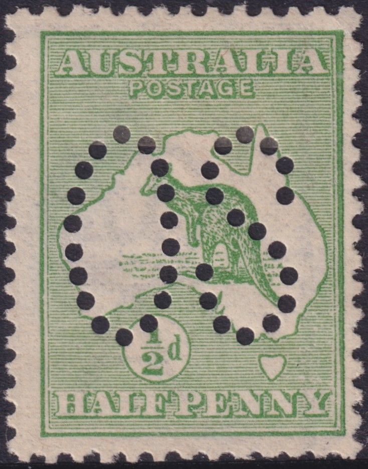 Australia 1913 ½d Green Kangaroo Perf OS