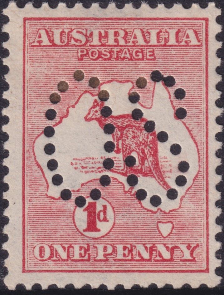 Australia 1913 1d Red Kangaroo Die I Perf OS