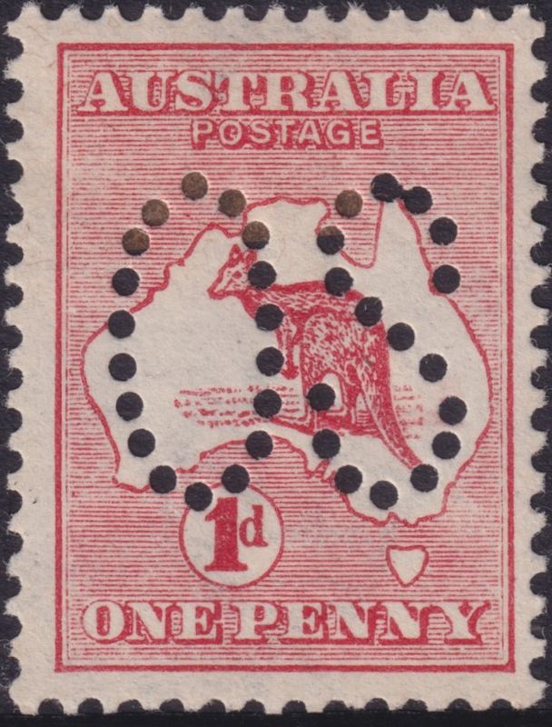 Australia 1913 1d Red Kangaroo Die I Perf OS
