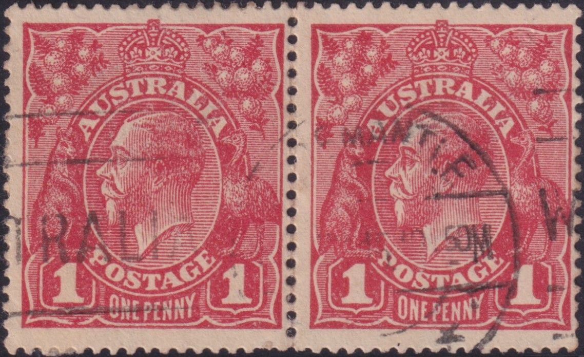 Australia 1914 1d Red Die I and Die II Pair
