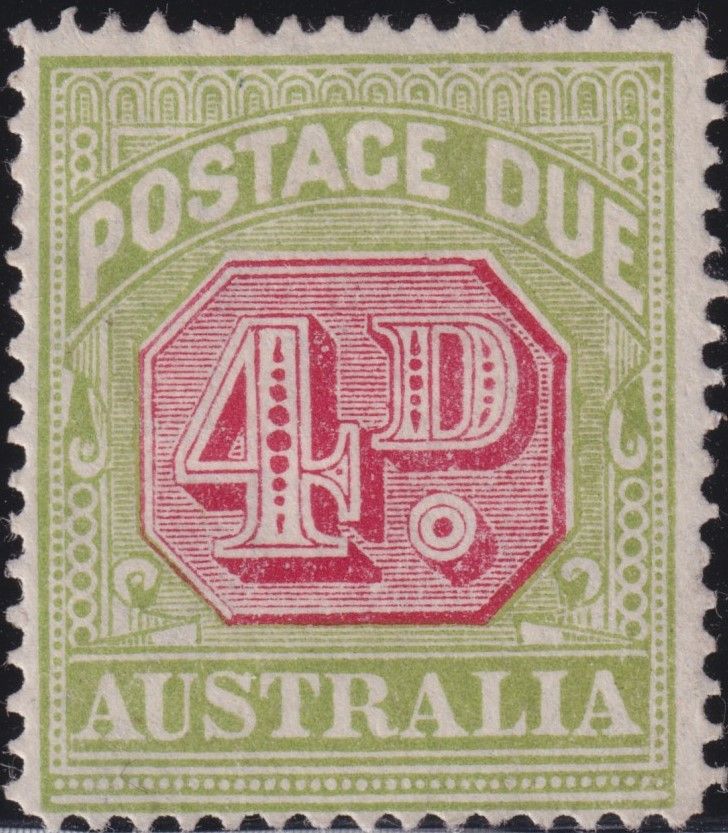 Australia 1922 4d Carmine and Yellow-Green Postage Due