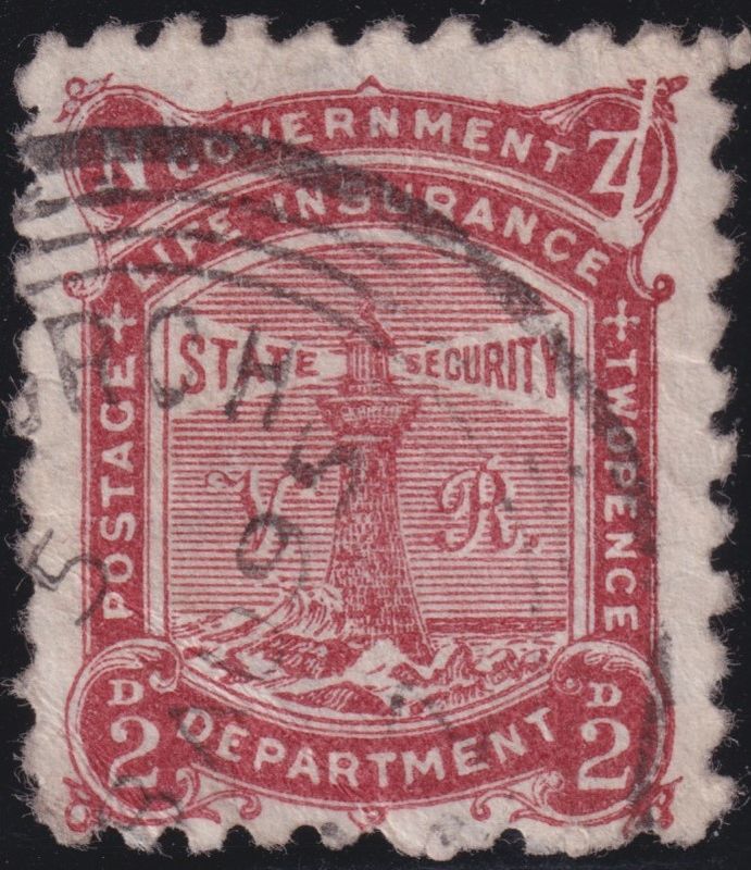 New Zealand 1893 2d Brown-Red Life Insurance with Z Flaw